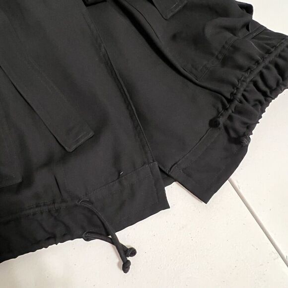 A.L.C. Black Jacket Silk Sheer Hood Zip Utility Coat Slouchy Belt Women’s - Picture 11 of 14